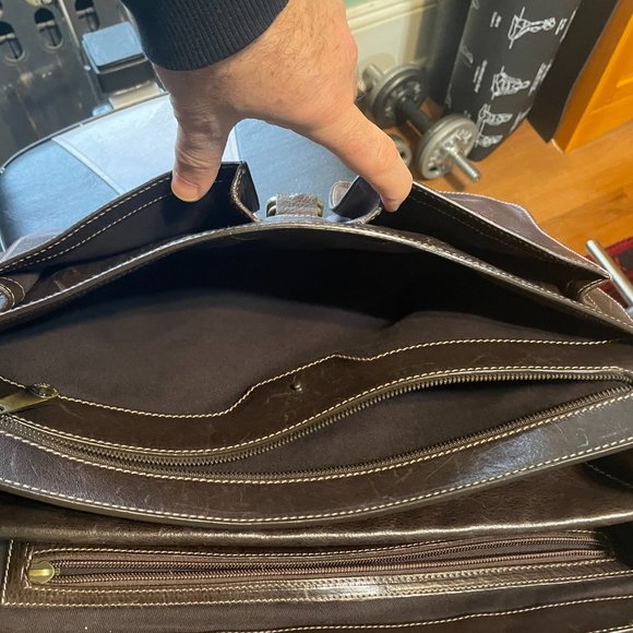BALLY BROWN LEATHER BRIEFCASE BUSINESS BAG LAPTOP - Picture 7 of 15